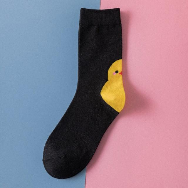 New Fashion Cartoon Socks Animal Print Ducks Cute Socks Cute Pure Cotton Short Socks Funny Duck Casual Socks For Men And Women Stevvex