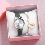 New Fashion Childrens Watch Analog Children Quartz Watch With Bracelet Set Little Cat Watch Kids Children Quartz Electronic Watch Unisex Wrist Leather Strap Watches Stevvex