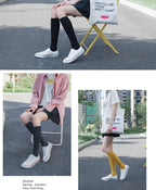 New Fashion Cotton Ladies Knee High Solid Color Socks Student Socks School Party Street Wear Dancing Socks High Quality Cotton Knee High Socks For Women Stevvex