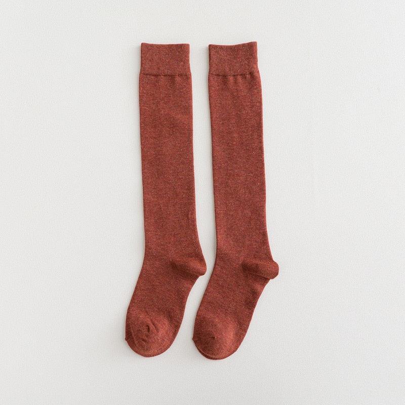 New Fashion Cotton Ladies Knee High Solid Color Socks Student Socks School Party Street Wear Dancing Socks High Quality Cotton Knee High Socks For Women Stevvex