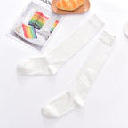 New Fashion Cotton Ladies Knee High Solid Color Socks Student Socks School Party Street Wear Dancing Socks High Quality Cotton Knee High Socks For Women Stevvex