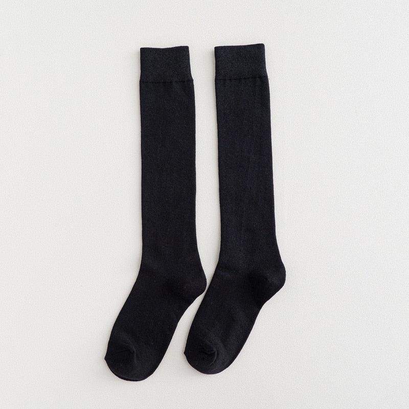 New Fashion Cotton Ladies Knee High Solid Color Socks Student Socks School Party Street Wear Dancing Socks High Quality Cotton Knee High Socks For Women Stevvex