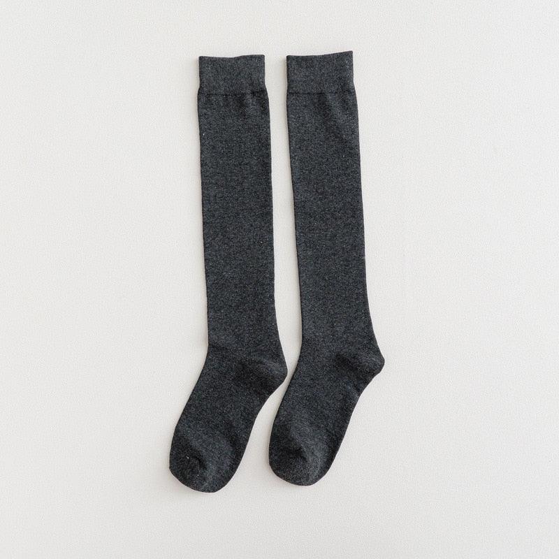 New Fashion Cotton Ladies Knee High Solid Color Socks Student Socks School Party Street Wear Dancing Socks High Quality Cotton Knee High Socks For Women Stevvex