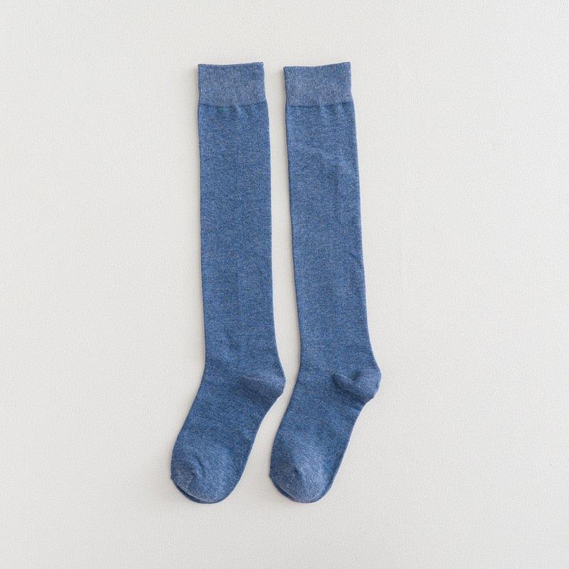 New Fashion Cotton Ladies Knee High Solid Color Socks Student Socks School Party Street Wear Dancing Socks High Quality Cotton Knee High Socks For Women Stevvex