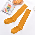 New Fashion Cotton Ladies Knee High Solid Color Socks Student Socks School Party Street Wear Dancing Socks High Quality Cotton Knee High Socks For Women Stevvex