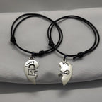 New Fashion Couple Bracelet For Boyfriend Girlfriend Gift Black Rope Heart Lover Bracelet Creative Heart-Shaped Magnetic Wishing Stone Pendant Necklace Lightweight Rope Bracelet Suitable For Anniversary And Holiday Gifts