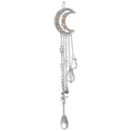 New Fashion Crystal Rhinestone Moon Tassel Hairpin Five-pointed Star Pendant Luxury Jewelry Crystal Side Clip Gorgeous Hair Accessories For Women Stevvex