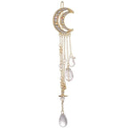 New Fashion Crystal Rhinestone Moon Tassel Hairpin Five-pointed Star Pendant Luxury Jewelry Crystal Side Clip Gorgeous Hair Accessories For Women Stevvex