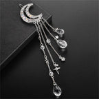 New Fashion Crystal Rhinestone Moon Tassel Hairpin Five-pointed Star Pendant Luxury Jewelry Crystal Side Clip Gorgeous Hair Accessories For Women Stevvex