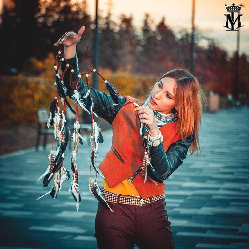 New Fashion Feather Rope Crown Hair Band Boho White Elastic Festival Headband for Women Fashion Female Gorgeous Hair Accessories For Women Stevvex