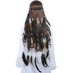 New Fashion Feather Rope Crown Hair Band Boho White Elastic Festival Headband for Women Fashion Female Gorgeous Hair Accessories For Women Stevvex