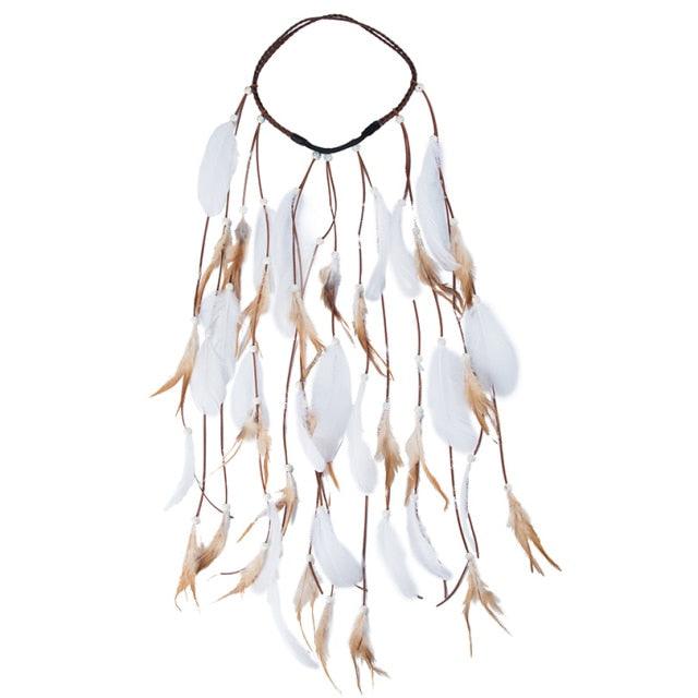 New Fashion Feather Rope Crown Hair Band Boho White Elastic Festival Headband for Women Fashion Female Gorgeous Hair Accessories For Women Stevvex
