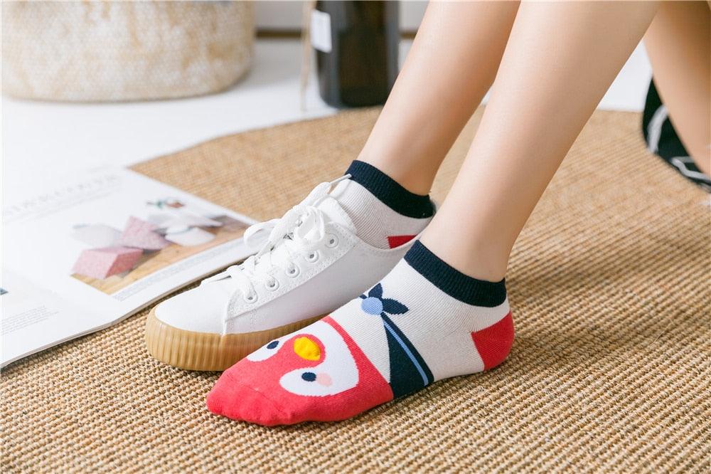 New Fashion Funny Cartoon Egg Socks Cute Girls' Happy Animal Fruit Foods Short Socks Penguin Fried Omelette Strawberry Pineapple Printed Unisex Socks For Men And Women Stevvex
