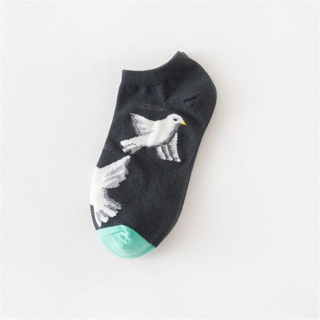 New Fashion Funny Cartoon Egg Socks Cute Girls' Happy Animal Fruit Foods Short Socks Penguin Fried Omelette Strawberry Pineapple Printed Unisex Socks For Men And Women Stevvex