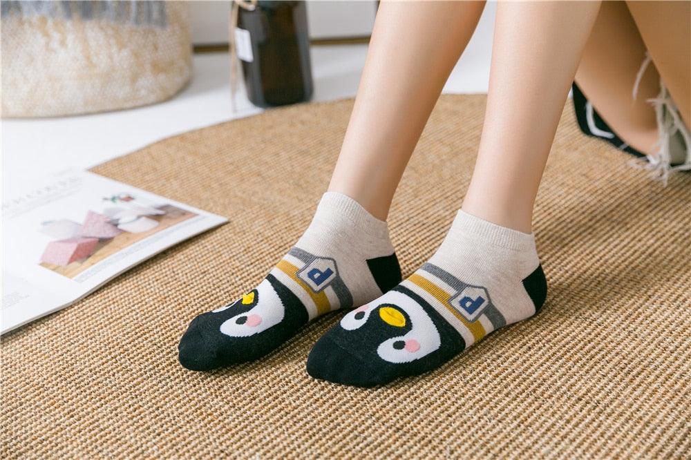 New Fashion Funny Cartoon Egg Socks Cute Girls' Happy Animal Fruit Foods Short Socks Penguin Fried Omelette Strawberry Pineapple Printed Unisex Socks For Men And Women Stevvex