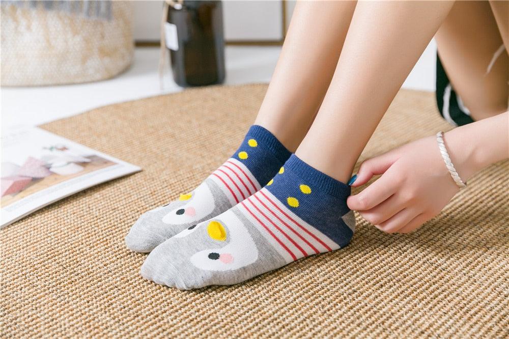 New Fashion Funny Cartoon Egg Socks Cute Girls' Happy Animal Fruit Foods Short Socks Penguin Fried Omelette Strawberry Pineapple Printed Unisex Socks For Men And Women Stevvex