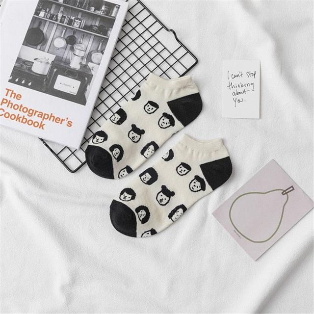 New Fashion Funny Cartoon Egg Socks Cute Girls' Happy Animal Fruit Foods Short Socks Penguin Fried Omelette Strawberry Pineapple Printed Unisex Socks For Men And Women Stevvex