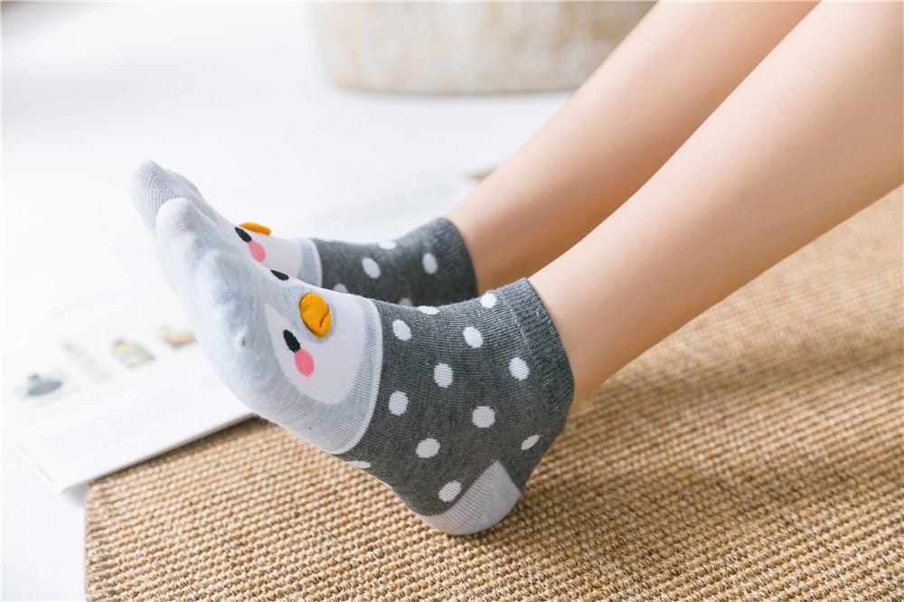 New Fashion Funny Cartoon Egg Socks Cute Girls' Happy Animal Fruit Foods Short Socks Penguin Fried Omelette Strawberry Pineapple Printed Unisex Socks For Men And Women Stevvex