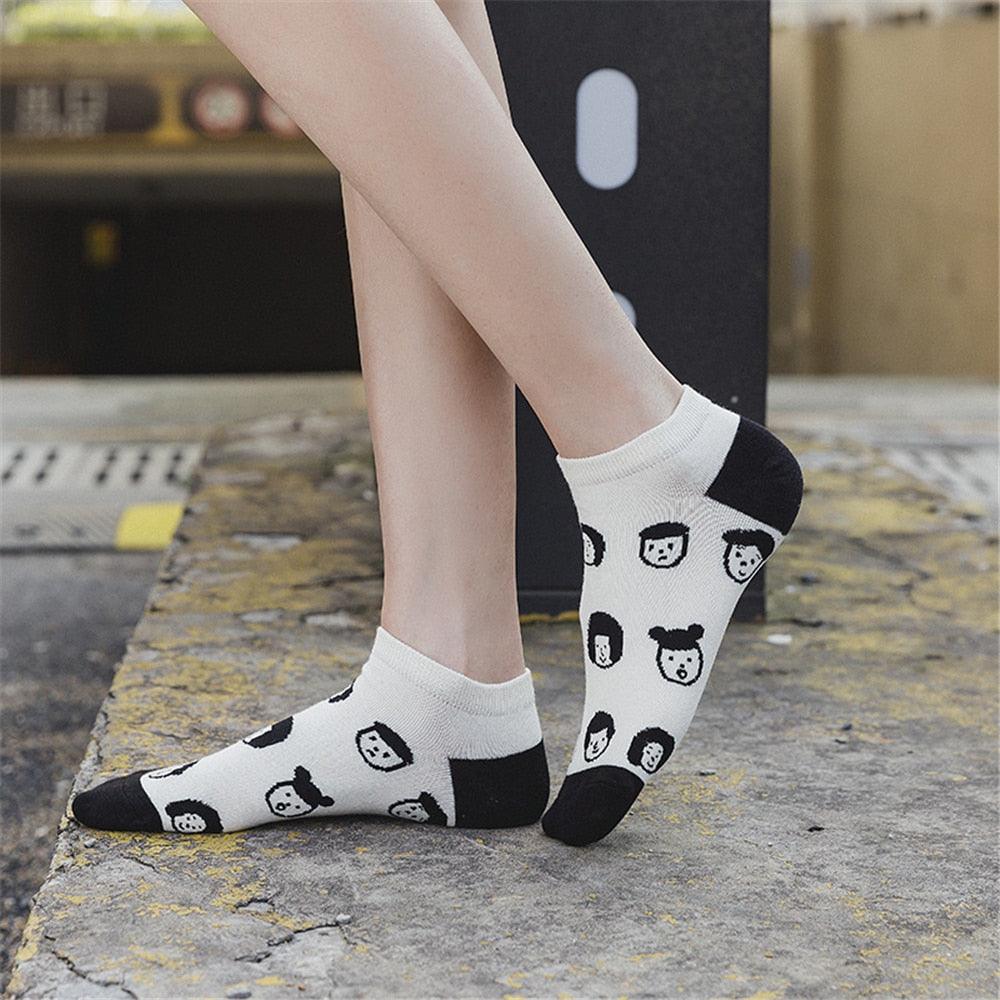 New Fashion Funny Cartoon Egg Socks Cute Girls' Happy Animal Fruit Foods Short Socks Penguin Fried Omelette Strawberry Pineapple Printed Unisex Socks For Men And Women Stevvex