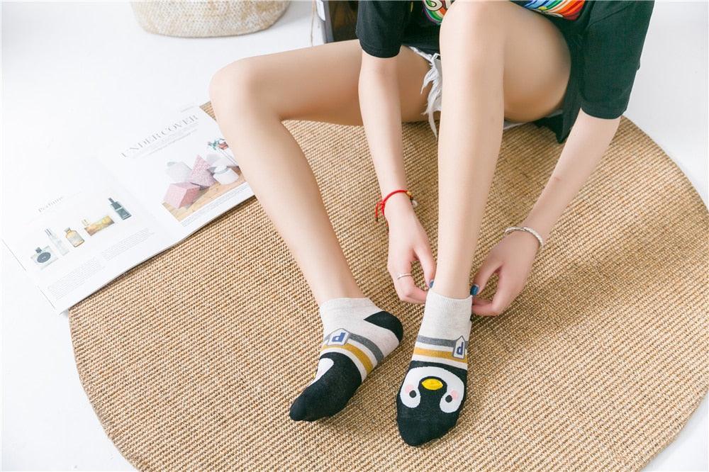 New Fashion Funny Cartoon Egg Socks Cute Girls' Happy Animal Fruit Foods Short Socks Penguin Fried Omelette Strawberry Pineapple Printed Unisex Socks For Men And Women Stevvex
