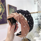 New Fashion Girls Headband Handmade Shining Pearls Rhinestone Ornament Hairband Women Middle Knot Turban Gorgeous Hair Accessories For Women