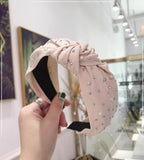 New Fashion Girls Headband Handmade Shining Pearls Rhinestone Ornament Hairband Women Middle Knot Turban Gorgeous Hair Accessories For Women