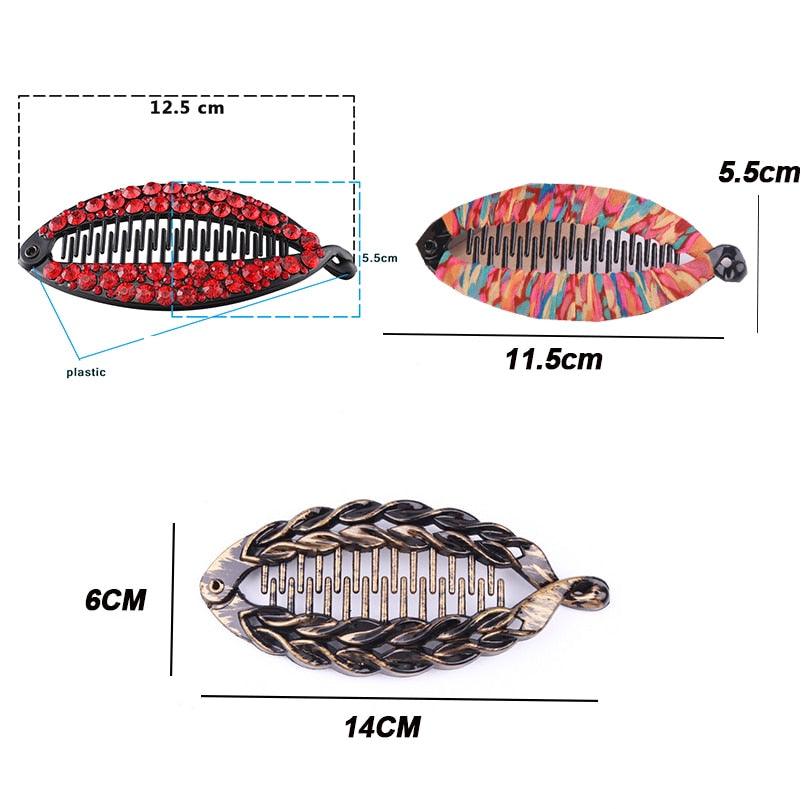 New Fashion Hair Clips Women Banana Barrettes Plastic Color Rhinestone Hair Claws Pins Clamps for Girls Ponytail Mohawk Bun Maker Accessories For Curly Hair Women Stevvex
