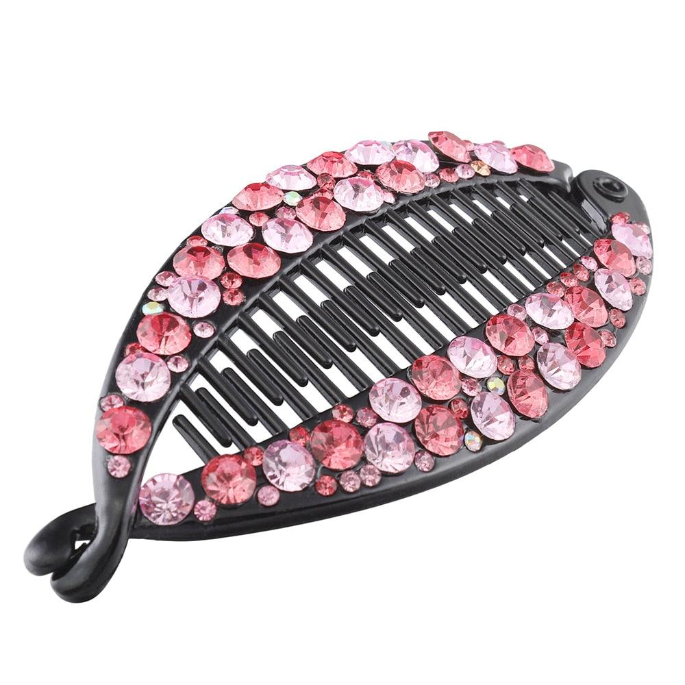 New Fashion Hair Clips Women Banana Barrettes Plastic Color Rhinestone Hair Claws Pins Clamps for Girls Ponytail Mohawk Bun Maker Accessories For Curly Hair Women Stevvex