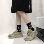 New Fashion Kawaii Cute Smilies Patterned Socks Pure Cotton Cartoon Pattern Hip Hop Style Breathable Mid Tube Socks Skateboard Socks Soft Long Sock for Men And Women Stevvex