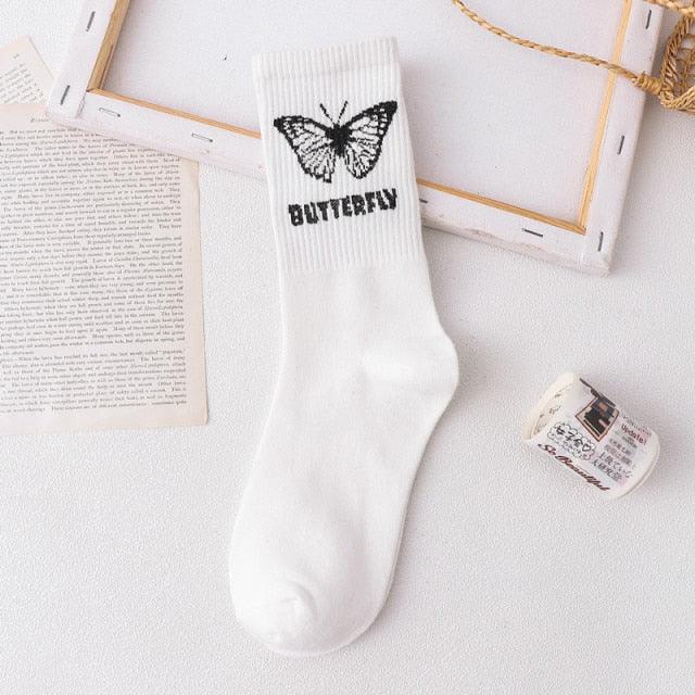 New Fashion Kawaii Cute Smilies Patterned Socks Pure Cotton Cartoon Pattern Hip Hop Style Breathable Mid Tube Socks Skateboard Socks Soft Long Sock for Men And Women Stevvex