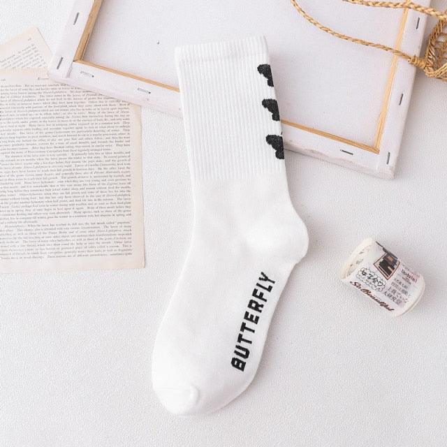 New Fashion Kawaii Cute Smilies Patterned Socks Pure Cotton Cartoon Pattern Hip Hop Style Breathable Mid Tube Socks Skateboard Socks Soft Long Sock for Men And Women Stevvex