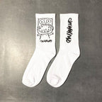 New Fashion Kawaii Cute Smilies Patterned Socks Pure Cotton Cartoon Pattern Hip Hop Style Breathable Mid Tube Socks Skateboard Socks Soft Long Sock for Men And Women Stevvex