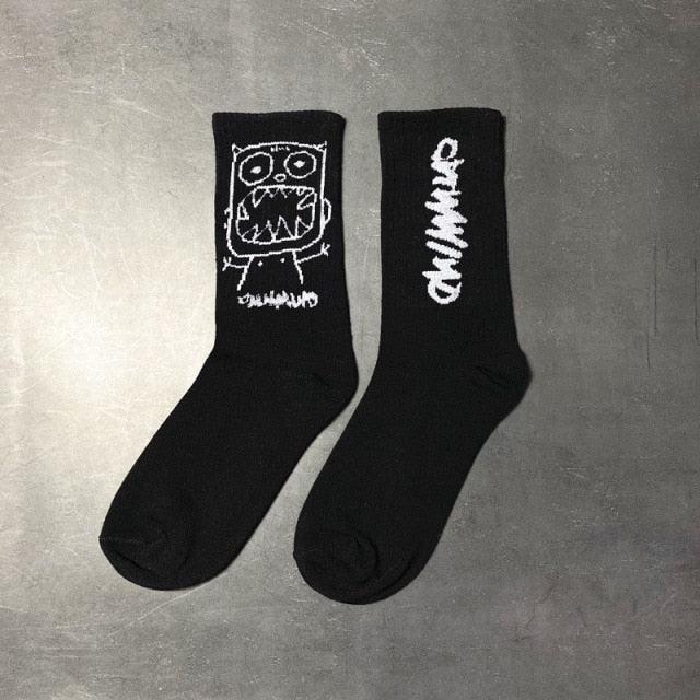 New Fashion Kawaii Cute Smilies Patterned Socks Pure Cotton Cartoon Pattern Hip Hop Style Breathable Mid Tube Socks Skateboard Socks Soft Long Sock for Men And Women Stevvex