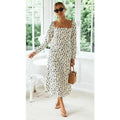 New Fashion Leopard Print Dot long sleeve Slit Luxury Dress - Summer Casual Party Wear Dresses For Women Stevvex