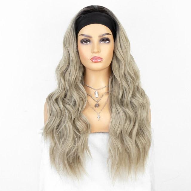 New Fashion Long Wavy Headband Wig for Black Women None Replacement Body Wave Synthetic Headwraps Hair Wig Wigs For Black Women Cosplay Wigs For Women Stevvex