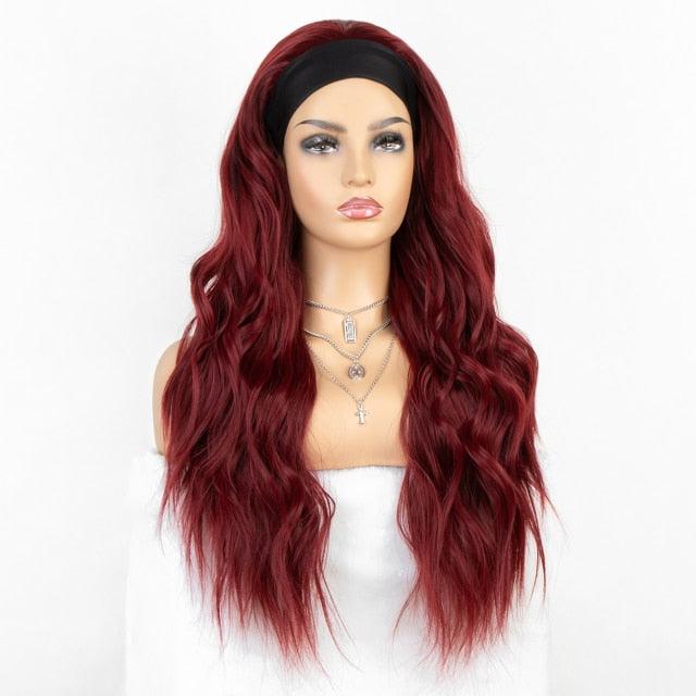 New Fashion Long Wavy Headband Wig for Black Women None Replacement Body Wave Synthetic Headwraps Hair Wig Wigs For Black Women Cosplay Wigs For Women Stevvex