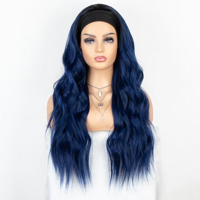 New Fashion Long Wavy Headband Wig for Black Women None Replacement Body Wave Synthetic Headwraps Hair Wig Wigs For Black Women Cosplay Wigs For Women Stevvex