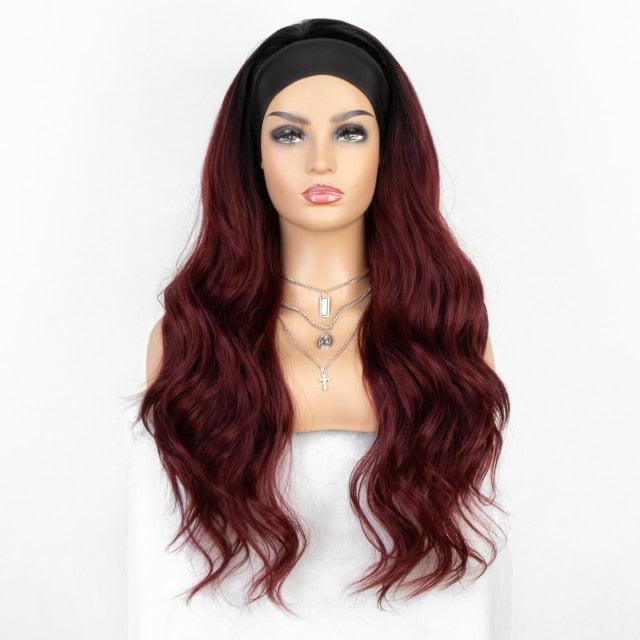 New Fashion Long Wavy Headband Wig for Black Women None Replacement Body Wave Synthetic Headwraps Hair Wig Wigs For Black Women Cosplay Wigs For Women Stevvex