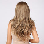 New Fashion Long Wavy Ombre Brown Highlight Wigs with Bangs Synthetic Natural Wig for Women Heat Resistant Cosplay Hair Wigs For Black Women Wigs For Cosplay Stevvex