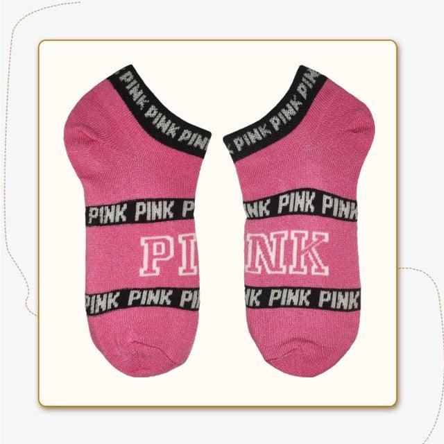 New Fashion Motion Socks Pink Socks New Unisex Cotton Mix Random Harajuku Creative Happy Casual Sports Short Ankle Pink Letters Socks Cotton Socks For Men And Women Stevvex
