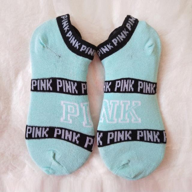 New Fashion Motion Socks Pink Socks New Unisex Cotton Mix Random Harajuku Creative Happy Casual Sports Short Ankle Pink Letters Socks Cotton Socks For Men And Women Stevvex