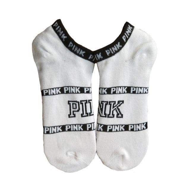 New Fashion Motion Socks Pink Socks New Unisex Cotton Mix Random Harajuku Creative Happy Casual Sports Short Ankle Pink Letters Socks Cotton Socks For Men And Women Stevvex