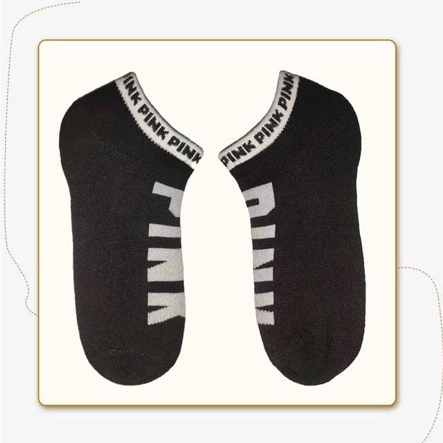 New Fashion Motion Socks Pink Socks New Unisex Cotton Mix Random Harajuku Creative Happy Casual Sports Short Ankle Pink Letters Socks Cotton Socks For Men And Women Stevvex