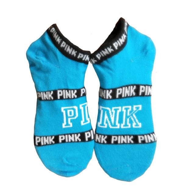 New Fashion Motion Socks Pink Socks New Unisex Cotton Mix Random Harajuku Creative Happy Casual Sports Short Ankle Pink Letters Socks Cotton Socks For Men And Women Stevvex