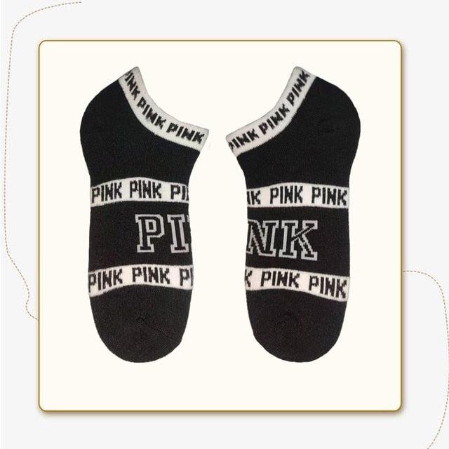 New Fashion Motion Socks Pink Socks New Unisex Cotton Mix Random Harajuku Creative Happy Casual Sports Short Ankle Pink Letters Socks Cotton Socks For Men And Women Stevvex