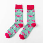 New Fashion Pure Soft Cotton Cartoon Animals Casual Socks Loving Heart Flamingo Women Cute Funny Short Ankle Socks For Men And Women