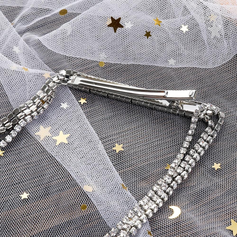 New Fashion Rhinestone Tassel Hair Barrettes For Women Hair Clips Golden Sliver Hairpin Female Hairgrips Wedding Hair Accessories for Brides and Bridesmaids Stevvex