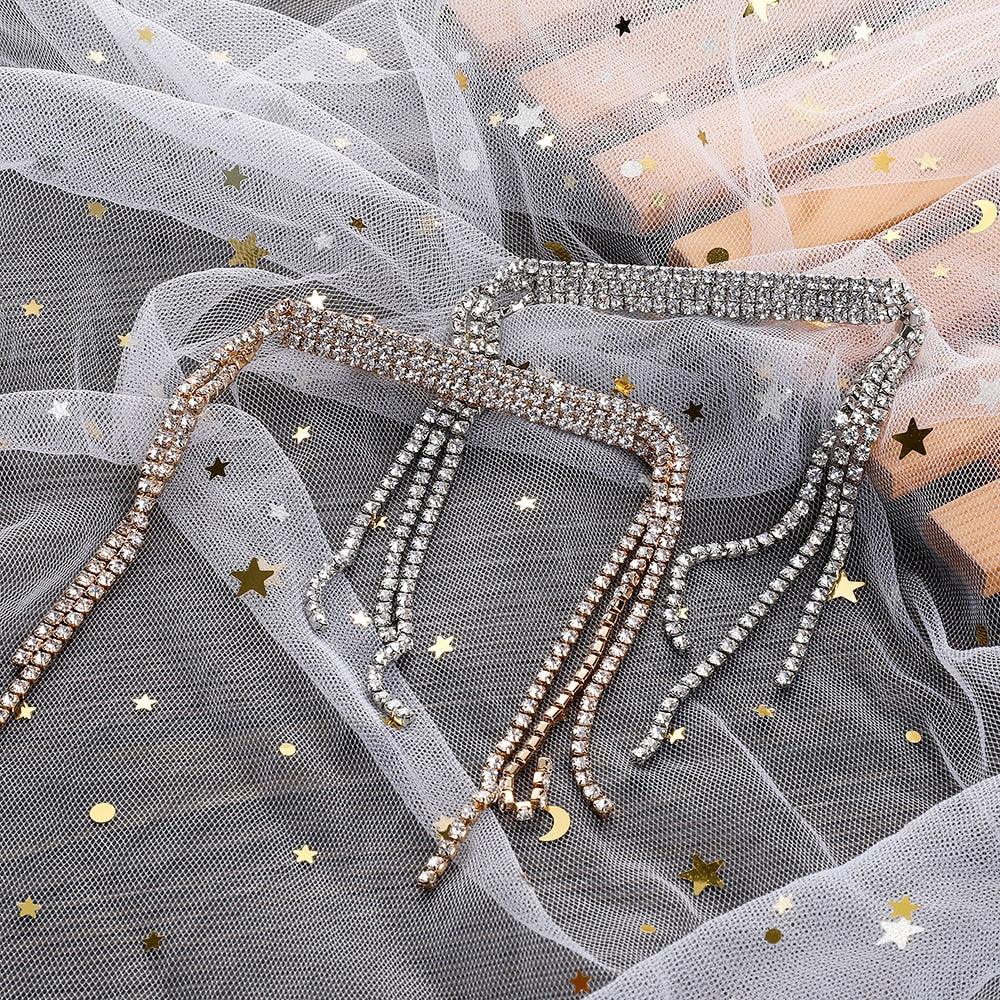 New Fashion Rhinestone Tassel Hair Barrettes For Women Hair Clips Golden Sliver Hairpin Female Hairgrips Wedding Hair Accessories for Brides and Bridesmaids Stevvex