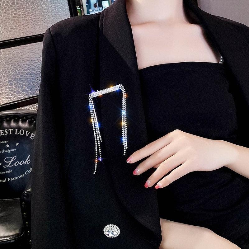New Fashion Rhinestone Tassel Hair Barrettes For Women Hair Clips Golden Sliver Hairpin Female Hairgrips Wedding Hair Accessories for Brides and Bridesmaids Stevvex