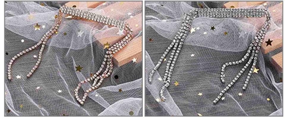 New Fashion Rhinestone Tassel Hair Barrettes For Women Hair Clips Golden Sliver Hairpin Female Hairgrips Wedding Hair Accessories for Brides and Bridesmaids Stevvex